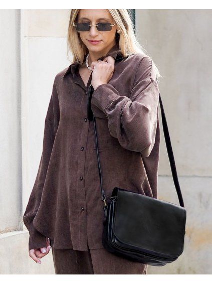 Kožená crossbody kabelka Mazzini M17M9 černá