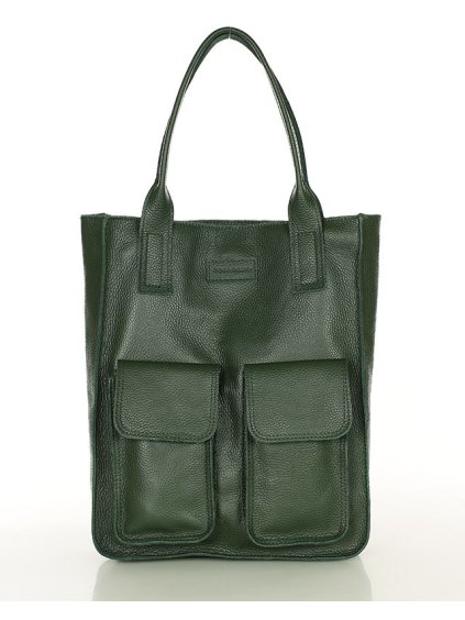 Kožená shopper bag kabelka Vera Pelle 04X khaki