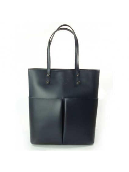 Kožená shopper bag kabelka Vera Pelle 515X modrá