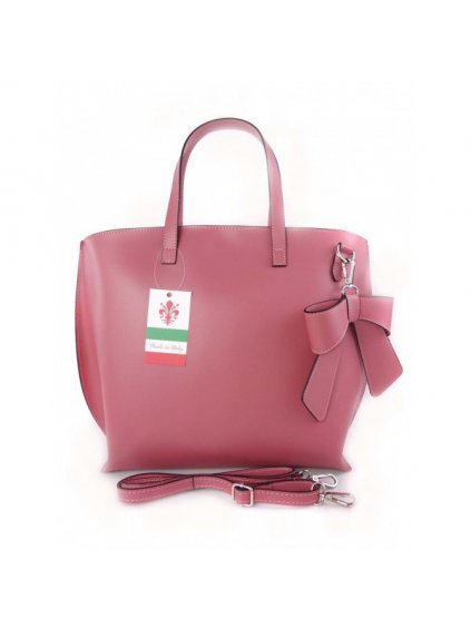 Dámská kožená kufříková kabelka Vera Pelle M03 L růžová