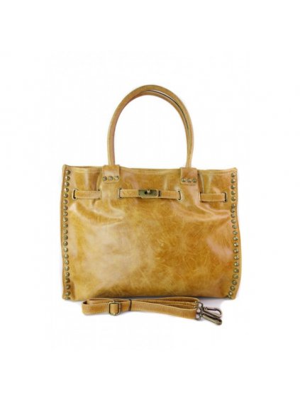 Kožená shopper bag kabelka Vera Pelle SB577 camel