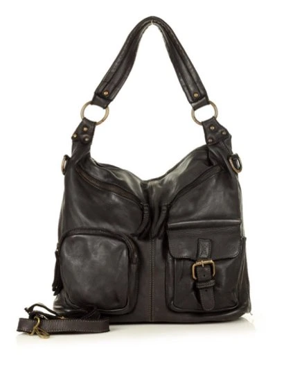 Kožená kabelka přes rameno Mazzini M23 černá