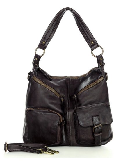 Kožená kabelka přes rameno Mazzini M23 tmavě hnědá