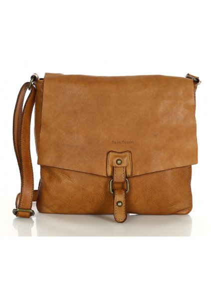 Dámská kožená crossbody kabelka Mazzini M46 camel