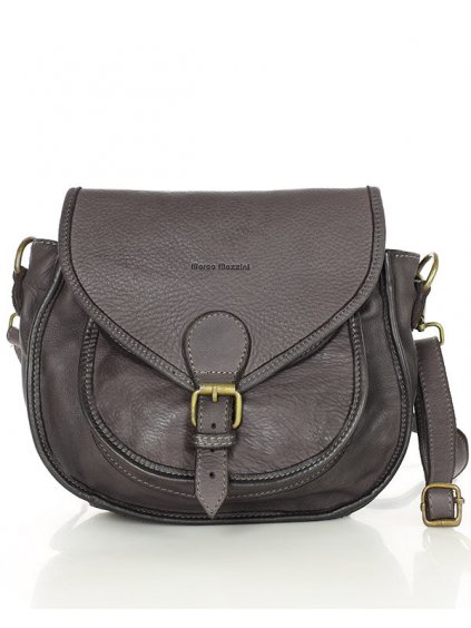 Kožená crossbody kabelka Mazzini M138 tmavě hnědá