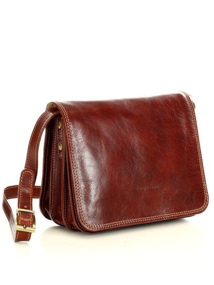 Kožená crossbody kabelka Mazzini M17M8 hnědá