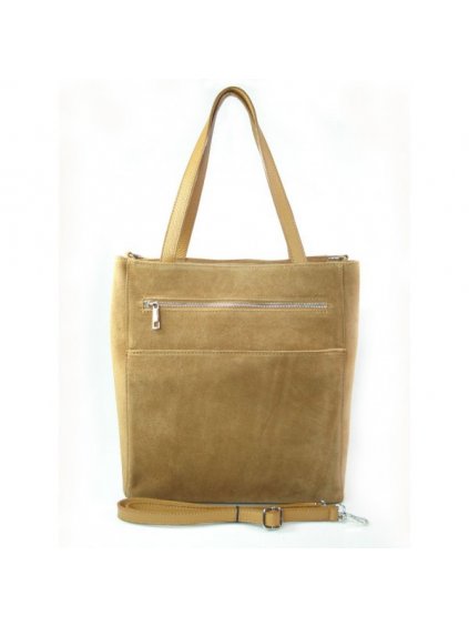 Kožená shopper bag kabelka Vera Pelle SV55N camel