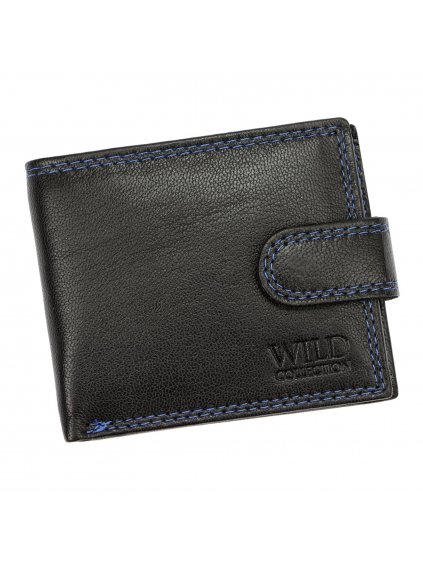 Pánská kožená peněženka Wild 125607B černá / modrá