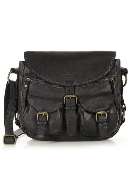 Kožená kabelka přes rameno Mazzini M14M9 černá