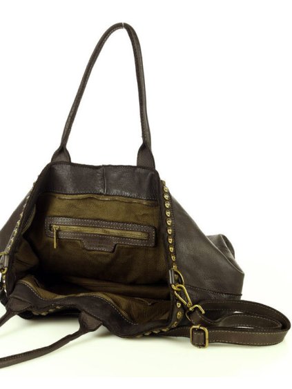 Kožená kabelka přes rameno Mazzini M95 tmavě hnědá