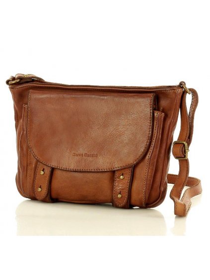 Dámská kožená crossbody kabelka Mazzini M54 camel