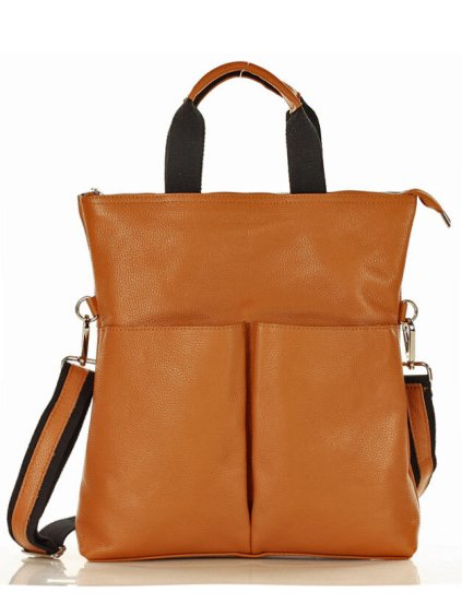 Dámská kožená shopper bag kabelka Mazzini M148 camel