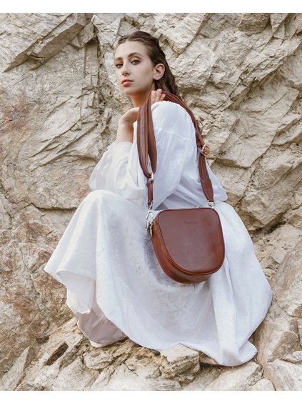 Kožená crossbody kabelka přes rameno Mazzini M230 hnědá