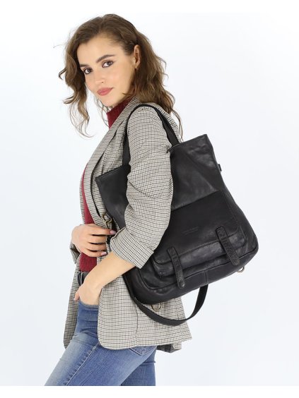 Kožená kabelka přes rameno Mazzini M166 černá