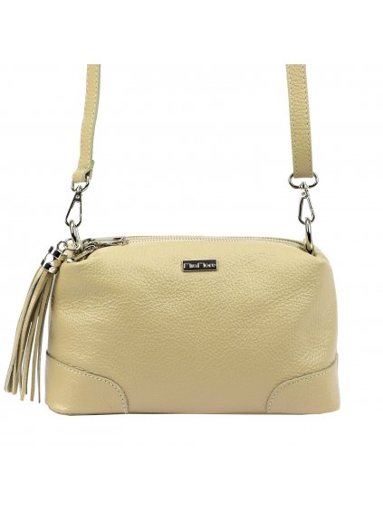 Kožená crossbody kabelka MiaMore 01-004 béžová