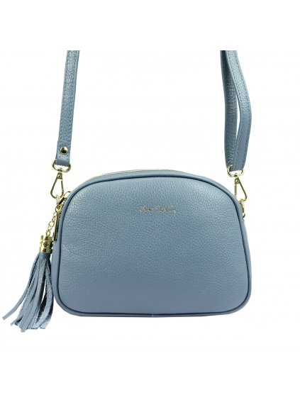 Kožená crossbody kabelka Pierre Cardin 4500 FTT světle modrá