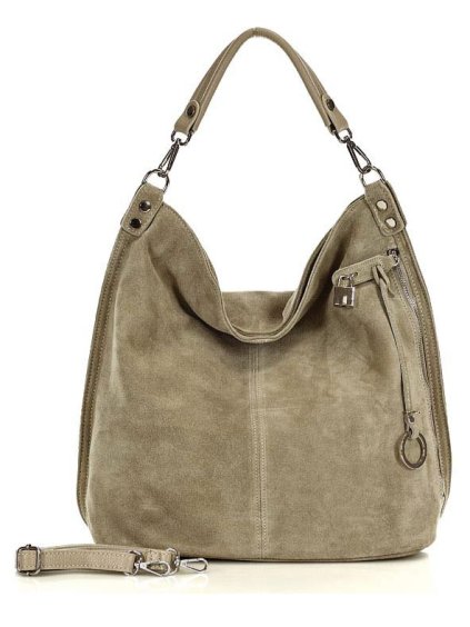 Kabelka z broušené kůže Mazzini M92Mb béžová