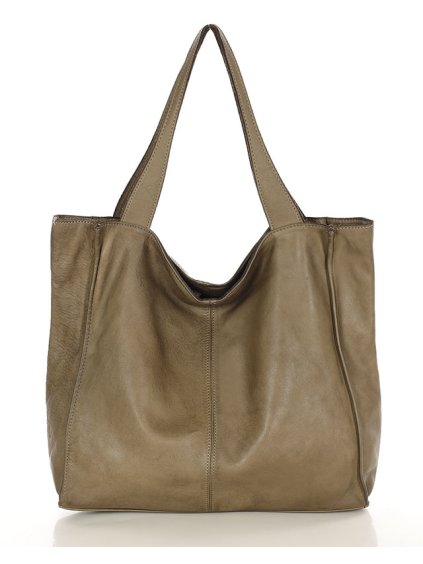 Kožená kabelka přes rameno Mazzini M102 světle béžová