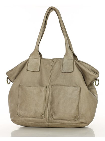 Dámská kožená shopper bag kabelka Mazzini M169 béžová