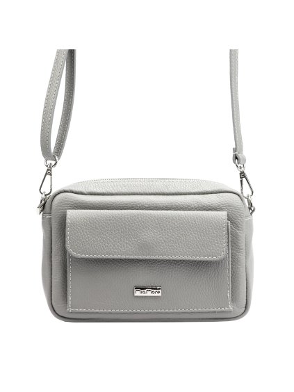 Kožená crossbody kabelka MiaMore 01-041 šedá