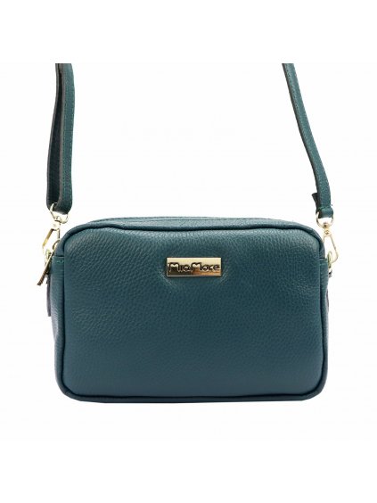 Kožená crossbody kabelka MiaMore 01-027 tyrkysová