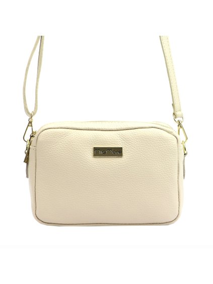 Kožená crossbody kabelka MiaMore 01-027 krémová