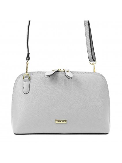 Kožená crossbody kabelka MiaMore 01-043 šedá