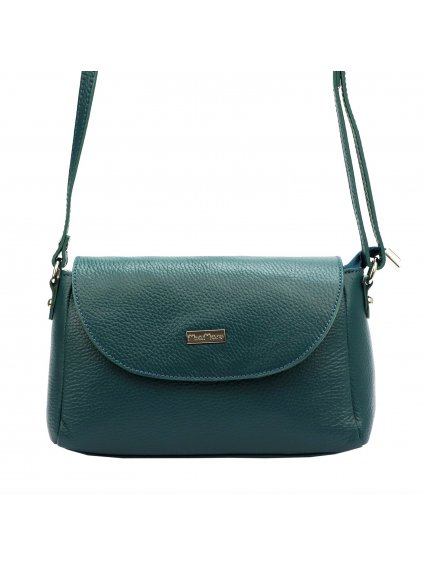 Kožená crossbody kabelka MiaMore 01-018 tyrkysová