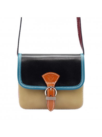 Kožená crossbody kabelka Gregorio 112 černá / béžová