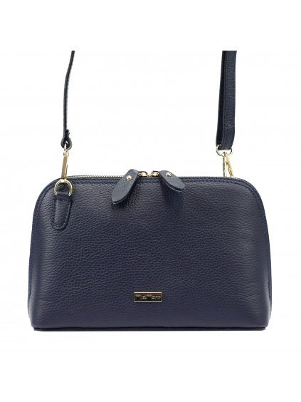 Kožená crossbody kabelka MiaMore 01-043 tmavě modrá