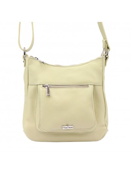 Kožená crossbody kabelka MiaMore 01-039 světle béžová