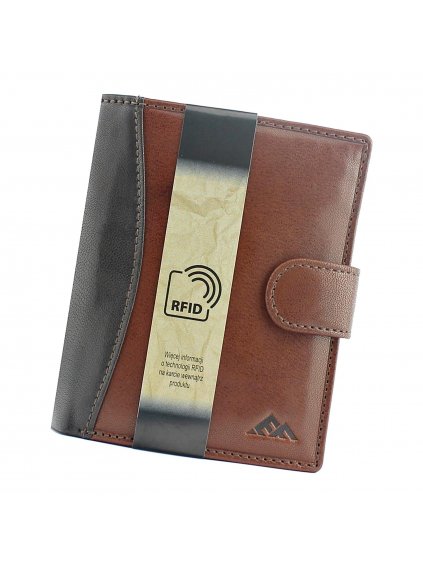 Pánská kožená peněženka EL FORREST 547-21 RFID hnědá / černá