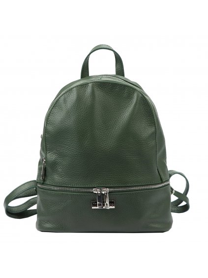 Dámský kožený batoh MiaMore 01-055 zelený