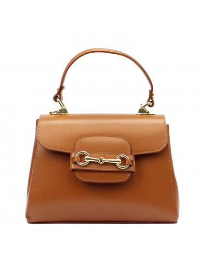 Kožená kufříková kabelka Luka 20-057 koňaková