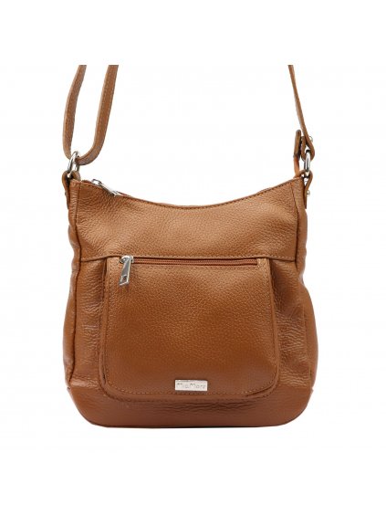 Kožená crossbody kabelka MiaMore 01-039 koňaková