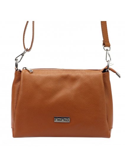 Kožená crossbody kabelka MiaMore 01-002 koňaková