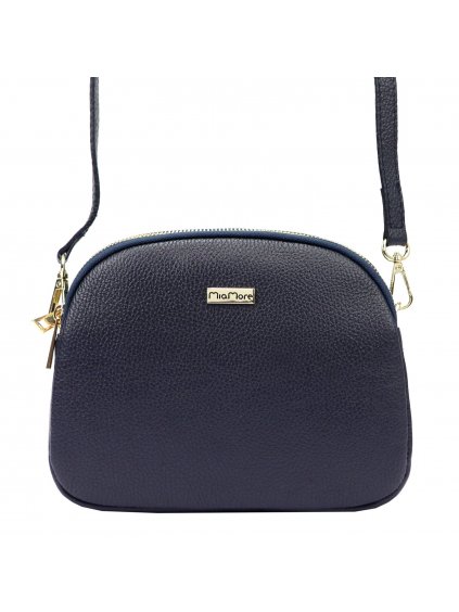 Kožená crossbody kabelka MiaMore 01-064 modrá