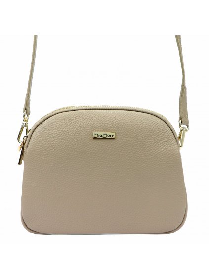 Kožená crossbody kabelka MiaMore 01-064 béžová