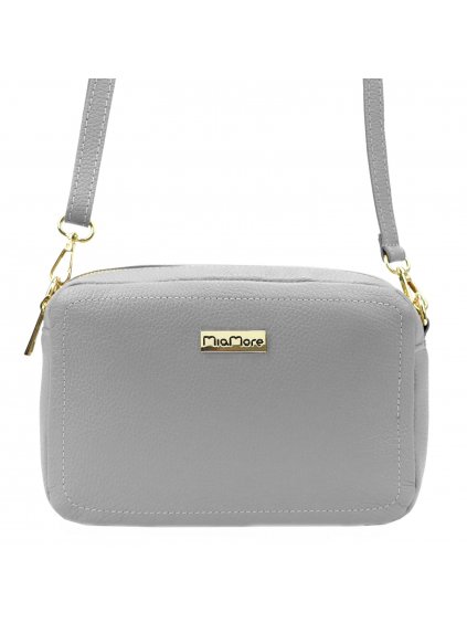 Kožená crossbody kabelka MiaMore 01-063 šedá