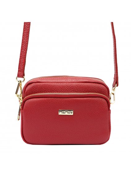 Kožená crossbody kabelka MiaMore 01-062 červená