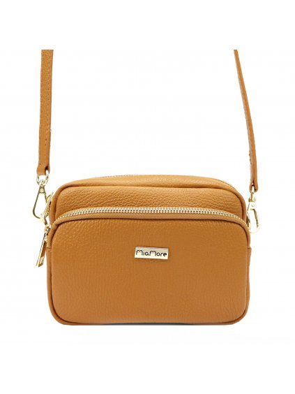 Kožená crossbody kabelka MiaMore 01-062 camel