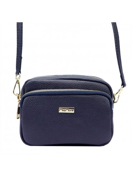 Kožená crossbody kabelka MiaMore 01-062 modrá