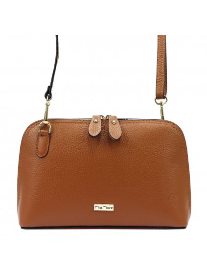 Kožená crossbody kabelka MiaMore 01-043 koňaková