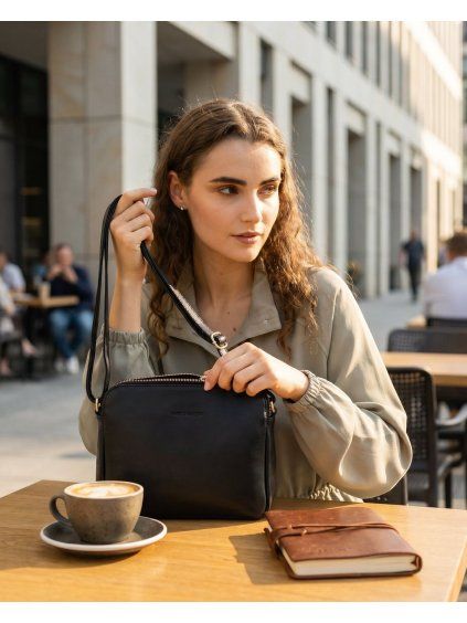 Kožená crossbody kabelka Mazzini MM410 černá