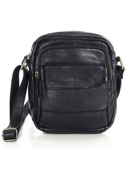 Pánská kožená taška přes rameno Mazzini VS24 černá