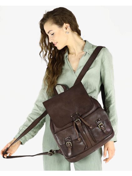 Kožený batoh Marco Mazzini VS21 tmavě hnědý