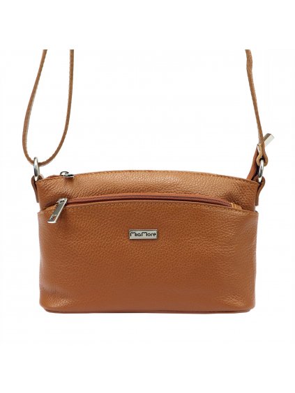 Kožená crossbody kabelka MiaMore 01-013 koňaková