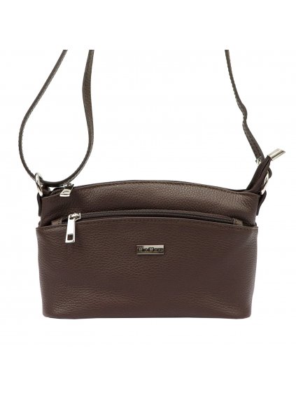 Kožená crossbody kabelka MiaMore 01-013 tmavě hnědá