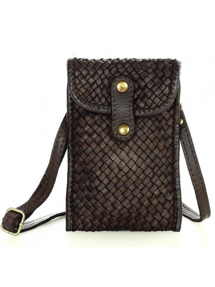 Kožená crossbody kabelka Mazzini MM214 tmavě hnědá