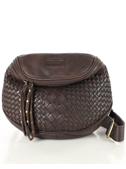 Kožená crossbody kabelka Mazzini VS8 tmavě hnědá
